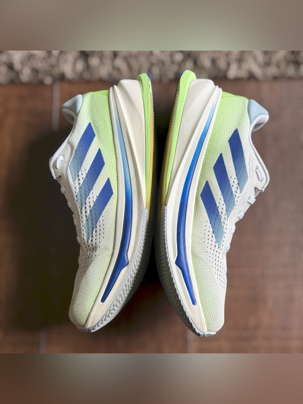 ADIDAS Supernova Rise Lightweight Running Sneakers - White, Blue & Lime - Picture 4 of 14